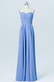 Blue Topaz Sweetheart Strapless Floor Length Bridesmaid Dresses,Mid Back Bridesmaid Gown OMB10 - bohogown