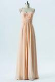 Blush Sweetheart Floor Length Bridesmaid Dresses,Keyhole Back Chiffon Bridesmaid Gown OMB27 - bohogown
