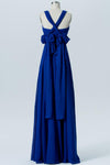 Classic Blue Sleeveless Floor Length Bridesmaid Dresses,X Back Chiffon Bridesmaid Gown OMB28 - Ombreprom