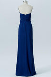 Twilight Blue Sweetheart Strapless Floor Length Bridesmaid Dresses,Mid Back Chiffon Bridesmaid Gown OMB30 - Ombreprom
