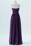 Plum Purple Sweetheart Strapless Floor Length Mid Back Chiffon Bridesmaid Dress OMB32 - Ombreprom