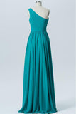 One Shoulder Floor Length Bridesmaid Dresses,Sleeveless Chiffon Bridesmaid Gown OMB43 - Ombreprom