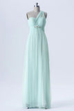 Mint Green Changeable Straps Bridesmaid Dresses,Tulle Up Chiffon Bridesmaid Gown