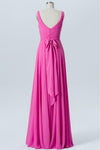 Pink Carnation V Neck Long Bridesmaid Dresses,Open Back Sleeveless Cheap Bridesmaid Gown OMB53 - Ombreprom
