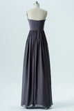 Charcoal Grey Sweetheart Strapless Simple Open Back Long Bridesmaid Dersses OMB60 - Ombreprom