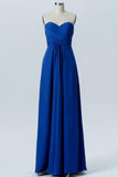 Blue Sweetheart Strapless Simple Bridesmaid Dresses,Mid Back Long Bridesmaid Gowns OMB62 - bohogown