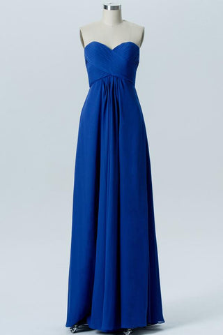 Blue Sweetheart Strapless Simple Bridesmaid Dresses,Mid Back Long Bridesmaid Gowns OMB62 - bohogown