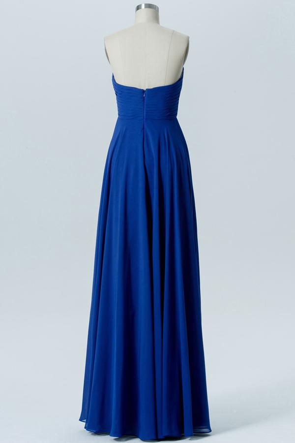 Blue Sweetheart Strapless Simple Bridesmaid Dresses,Mid Back Long Bridesmaid Gowns OMB62 - Ombreprom