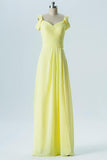 Yellow Sweetheart Cheap Bridesmaid Dresses,Off Shoulder Open Back Long Bridesmaid Gowns