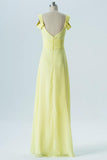 Yellow Sweetheart Cheap Bridesmaid Dresses,Off Shoulder Open Back Long Bridesmaid Gowns OMB68 - Ombreprom