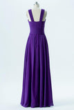 Royal Purple X Neck Long Bridesmaid Dresses,Sleeveless Open Back Cheap Bridesmaid Gowns OMB73 - Ombreprom