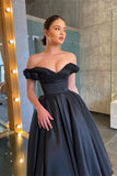 Black Pleats Off-the-Shoulder Little Dress Short Prom Dress PD0553