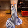 Lavender Slit Beadings Off-the-Shoulder Long Mermaid Prom Dress PD0588