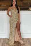 Shiny Sequins Fuchsia Evening Party Dress Mermaid Long Prom Dress