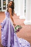 A-line Sweetheart Hi-lo Length Graceful Satin Prom Dress With Appliques