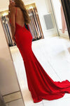 Red Backless Spaghetti-Straps Mermaid Prom Dress With Appliques PD0419