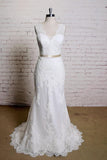 Sheath V Neck Sleeveless Lace Bridal Dress, Sweep Train Tulle Beach Wedding Gown N819