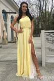 Simple One Shoulder A Line Bridesmaid Dress With Split Side B508