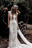 Vintage Lace V Neck Rustic Wedding Dress Cap Sleeve Ivory Sheath Beach Wedding Gowns N2006