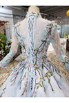 Light Blue Ball Gown Wedding Dress With Lace Flowers Beading Quinceanera Dress N1628