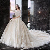 Charming Half Sleeves Ball Gown V Neck Wedding Dress Princess Bridal Dress N1626