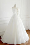 Charming Long Simple Ivory Wedding Dress Bridal Gown With Bowknot Y0061