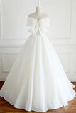 Simple Charming Long Ivory Wedding Dress Bridal Gown With Bowknot Y0061