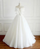 Charming Long Simple Ivory Wedding Dress Bridal Gown With Bowknot Y0061