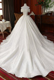 Pretty Off The Shoulder Ball Gown Beading Wedding Dresses Modest Bridal Gowns Y0106