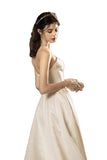 Chic Sweetheart Ivory Satin Simple Long Beach Wedding Dresses With Bowknot Y0107