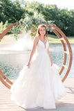 Lovely Spaghetti Straps A-line Simple Tulle Wedding Dress For Women Y0116