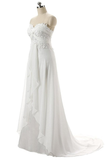 Pretty Sweetheart A-line Lace Chiffon Long Beach Wedding Dresses
