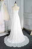 Classy Sweetheart Long Ivory Lace Chiffon Simple Beach Wedding Dress Y0124