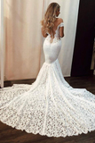 Elegant Pretty Off The Shoulder Mermaid Long Lace Wedding Dresses