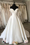 Formal Elegant Off The Shoulder Long Satin Wedding Dress Y0154