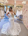 Amazing Mermaid V-neck Long Lace Wedding Dress Classy Bridal Gowns Y0157