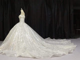 Amazing Ball Gown Glitter Off The Shoulder Lace Up Back Wedding Dress Y0163