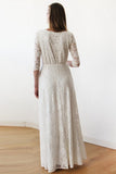 Classy Simple Half Sleeves V-neck Flooe Length Beach Wedding Dress Y0166