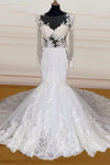 Elegant Long Scoop Neck Mermaid Wedding Dress With Sleeves Y0168