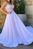 Simple Flowy Long Two Pieces Lace Chiffon Beach Wedding Dress Y0174