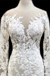 Charming Mermaid Long Sleeves Scoop Neckline Lace Wedding Dress Y0178