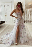 Sweetheart Front Split Elegant Party Dress A-line Long Prom Dress