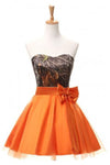 Simple Orange Strapless Lace Up Short Homecoming Dresses - Bohogown