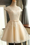 Elegant Cap Sleeves A-line Lace Short Homecoming Dresses For Teens - Bohogown