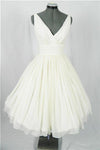 Ivory V-neck Chiffon Homecoming Dresses,Wedding Dresses - Bohogown