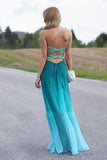 Ombre Sweetheart Beaded Open Back A-line Chiffon Long Prom Dresses - Bohogown