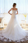 Mermaid Off The Shoulder Beading Lace Up Long Wedding Dresses - Bohogown