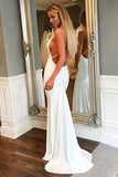 Mermaid White Simple Cheap Long Backless Prom Dresses,Women Dresses Z0191 - Bohogown