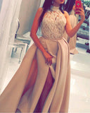 Princess Prom Dresses,High Neck Long A-line Lace Prom Dresses Z0214 - Bohogown