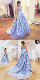 Beautiful Sweetheart Long Ball Gown Blue Applique Princess Prom Dresses Quinceanera Dresses Z0227 - Bohogown